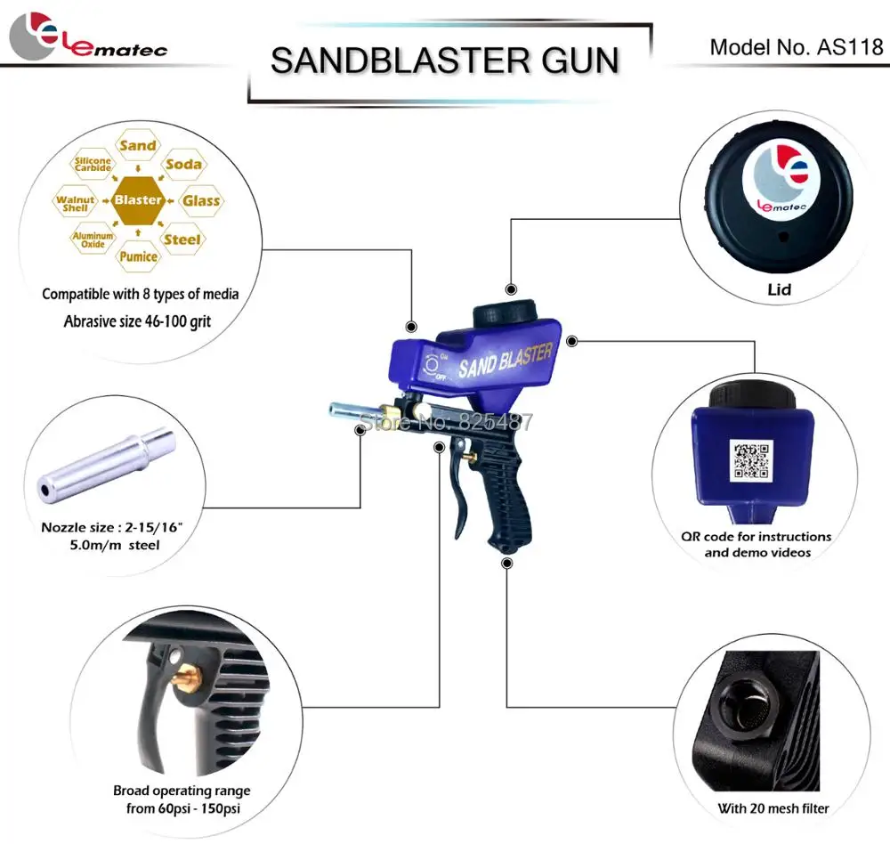 LEMATEC Super Blue Sandblaster Sand blasting Gun for rust dust remove sandblaster air tool with one free tip sandblasting gun LEMATEC Super Blue Sandblaster Sand blasting Gun for rust dust remove sandblaster air tool with one free tip sandblasting gun