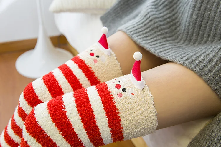 Japanescht Mori Meedchen Déiermodell Knéi Gestreift Séiss Kompressioun Hierscht Wanter Waarm Socken Kawaii Gemittlech Laang Oberschenkel Héich_voghion.com