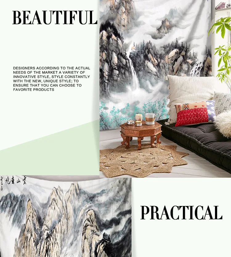 Wonderland китайская пейзажная живопись, гобелен, модный домашний декор, настенный подвесной ковер для спальни, гостиной, общежития, TAP177