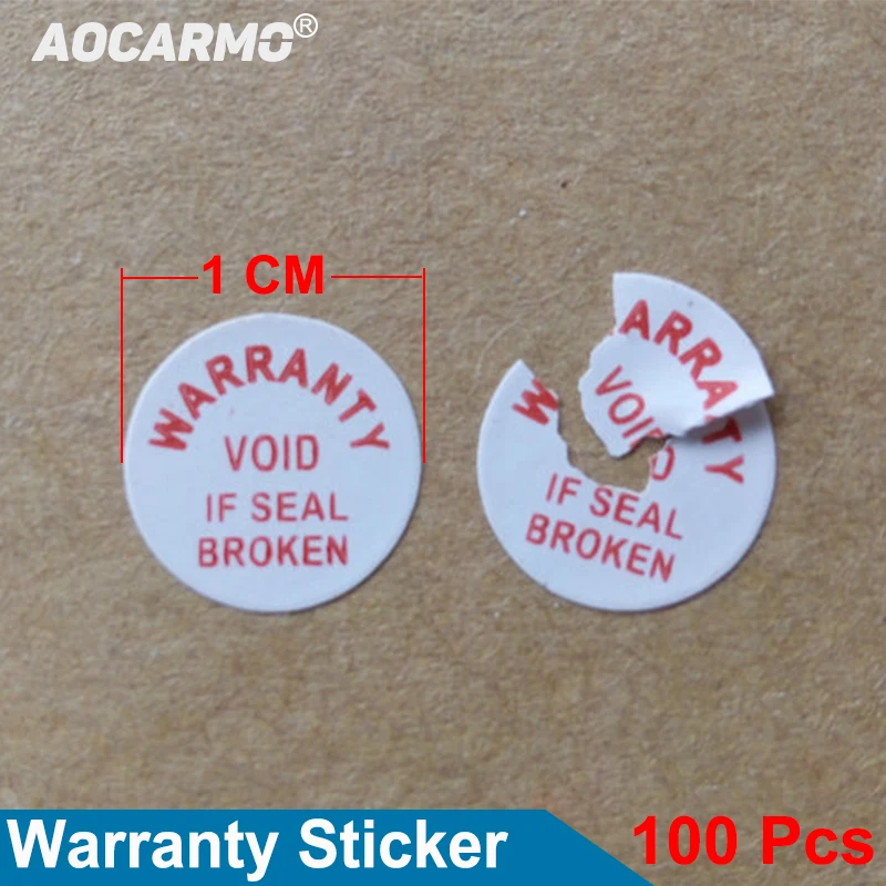 Aocarmo 100 قطعة/الوحدة 1 سنتيمتر 10 ملليمتر الضرر التسمية الضمان ختم من السهل كسر هش ملصق لاصق ل الهاتف المحمول ل فون ل سامسونج