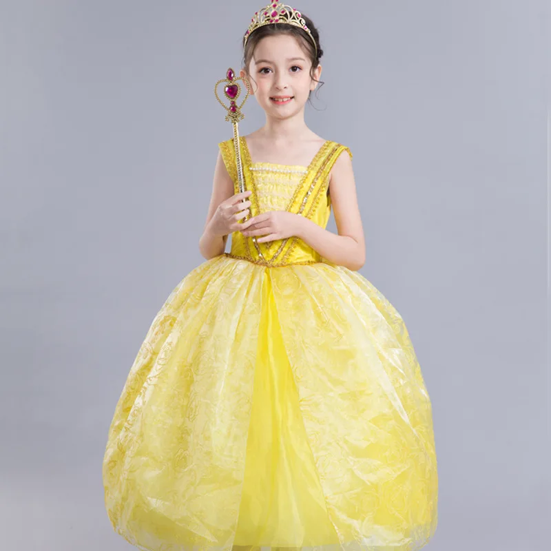 

Princess Belle dress dress Girl Princess COS Foreign Trade Children dress Beauty and Beast
