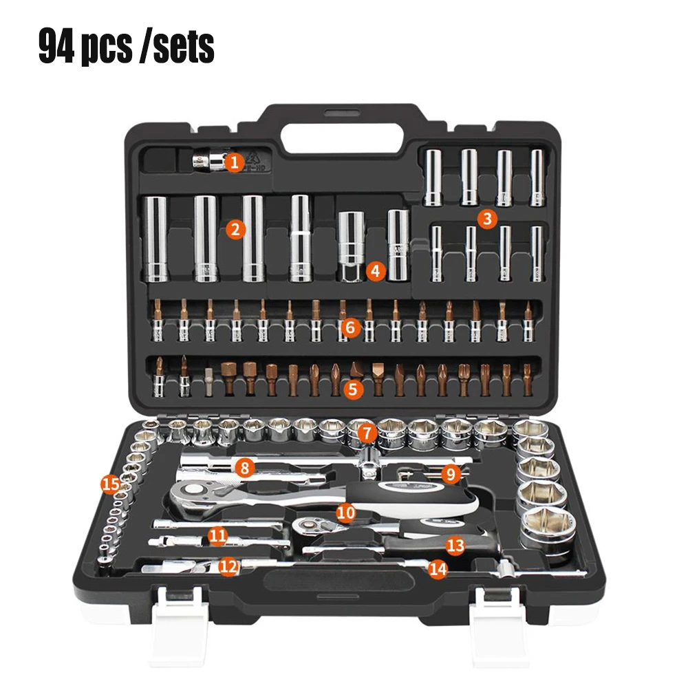 HGhomeart Hand tool Set Car Repair Tools Ratchet Socket Wrench Tool Set of Batch Head Home Repair Tool Set