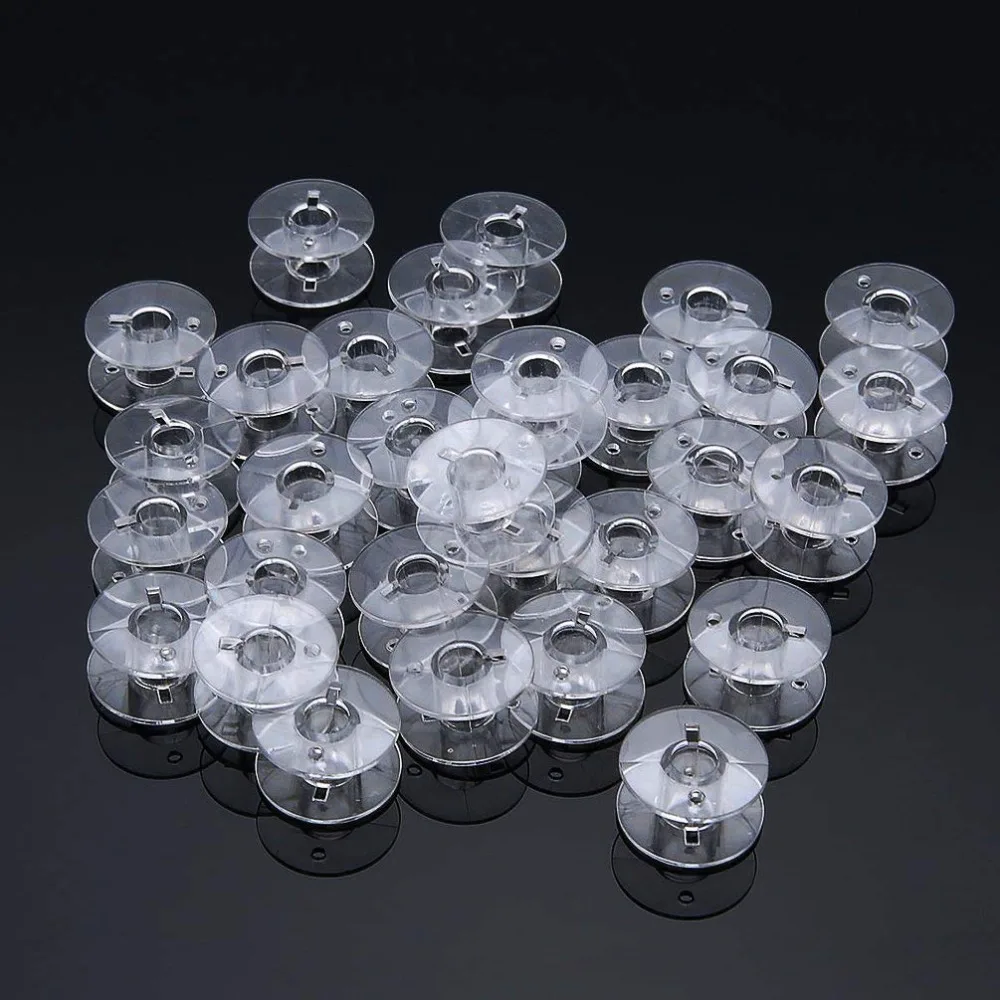 

50 Pieces Empty Bobbins Transparent Plastic Sewing Machine Bobbins Spools for Household Sewing Machine DIY Sewing Accessories