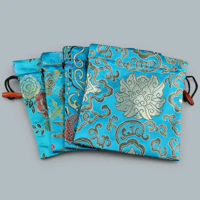 3 размера китайские сумки из шелкового шнурка для подарков Упаковочная сумка высокого качества очень большие рождественские подарочные сумки с подкладкой 10 шт./лот - Цвет: Небесно-голубой