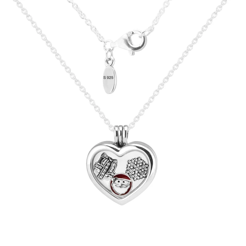 

Floating Heart Locket Silver Necklaces Pendants with 3 Inner Parts 100% Authentic 925 Sterling-Silver-Jewelry Free Shipping