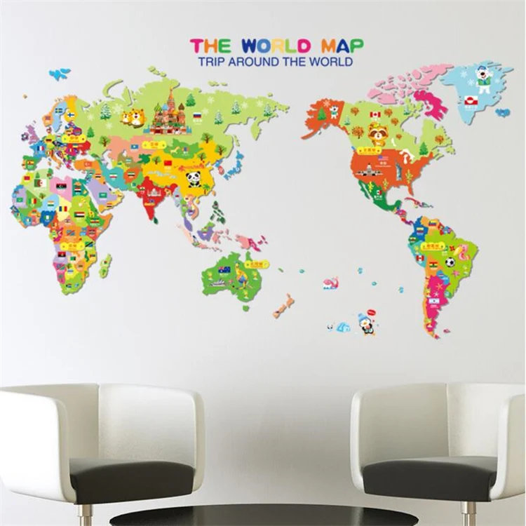 1 шт. карта мира виниловые наклейки на стены s для детских комнат офиса гостиной спальни фон стикер Adesivo де Parede плакаты