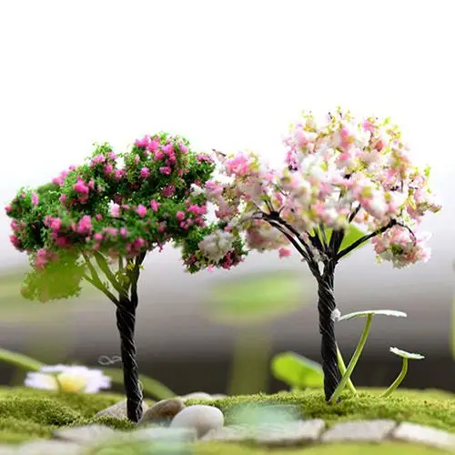 

1Pc Miniature Sakura Plum Willow Tree Plants Fairy Garden Accessories Dollhouse Ornament