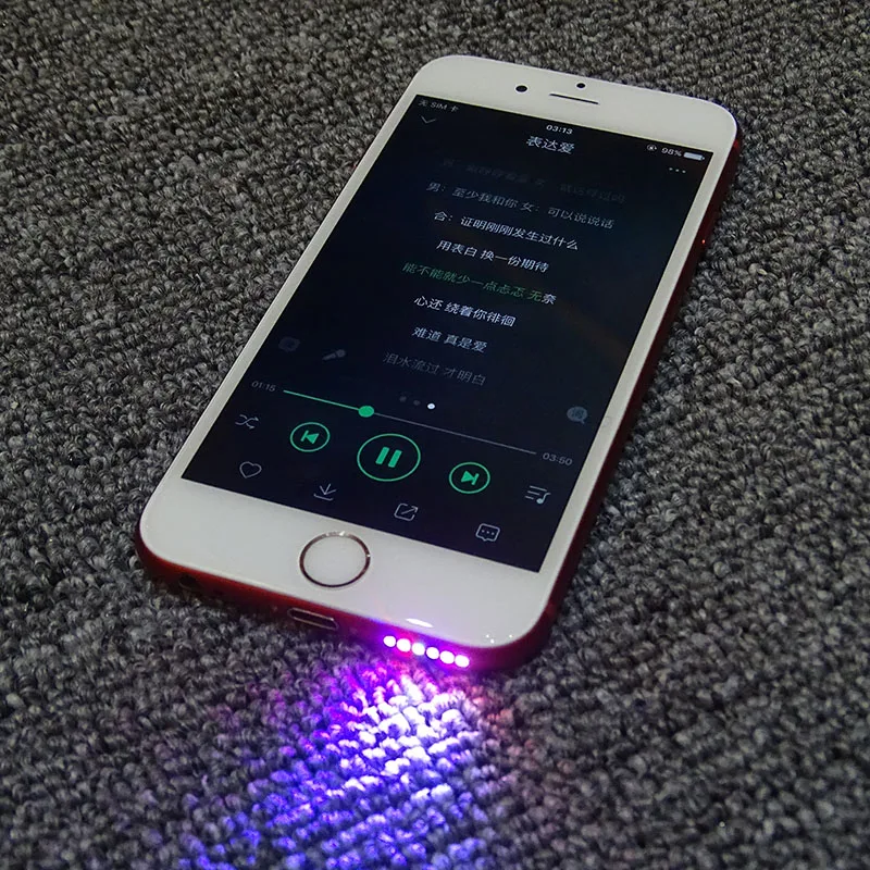 Hot Speaker LED Light Glow Night Cool Flash Light Sensor Cable For IPhone 6 6plus 6s 6S PLUS 7 7 PLUS 8 led light