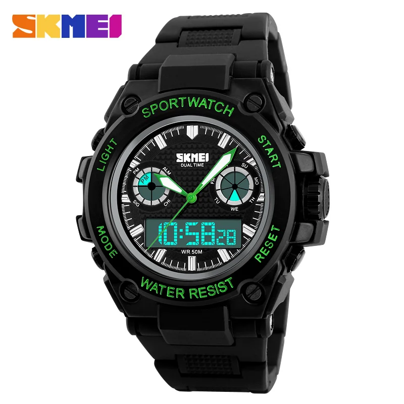 

SKMEI 1217 Men Sports Watches Digital Quartz Watch Big Dial 50M Waterproof LED Clock Dual Display Wristwatches Relogio Masculino