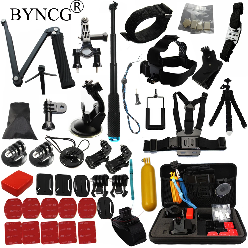 

BYNCG for Xiaomi Yi 4k Accessories Set for GoPro Kit Three way Monopod Selfie Stick for Eken H9r GoPro Hero 5 4 3+ Action Camera