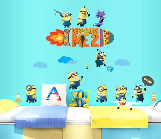 Despicable Me 2 Diy Cartoon Minions Wall Stickers Nursery