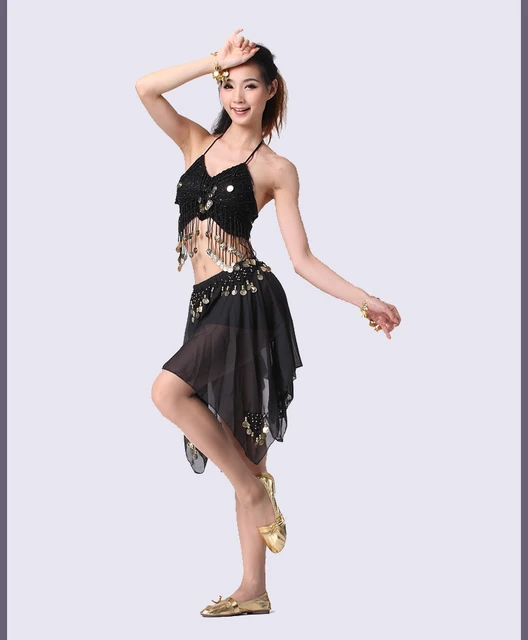 Women's Belly dance costume hanging neck bandage top bras Belly dancing  butterfly hanging coins bra tops dance wear - AliExpress