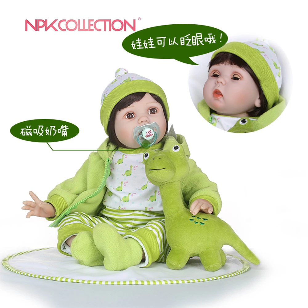 

NPKCOLLECTION Reborn Baby Doll Toys 22" Realistic Silicone Newborn Babies Boy and Girl Growth Partner Eyes Blink While Laying