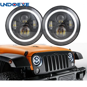 

2 PCS LED Headlights 7 Inch Round LED Bulb with White/Amber Halo Angle Eye Ring & DRL & Turn Signal Lights for Jeep JK TJ CJ