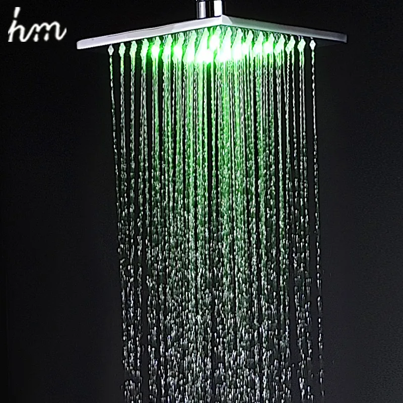 LED Shower Rain Shower Head Brass 8''10''12'' Power By Water Color Blue Green Red(Change By Temperature)Bathroom Led Shower  (2)