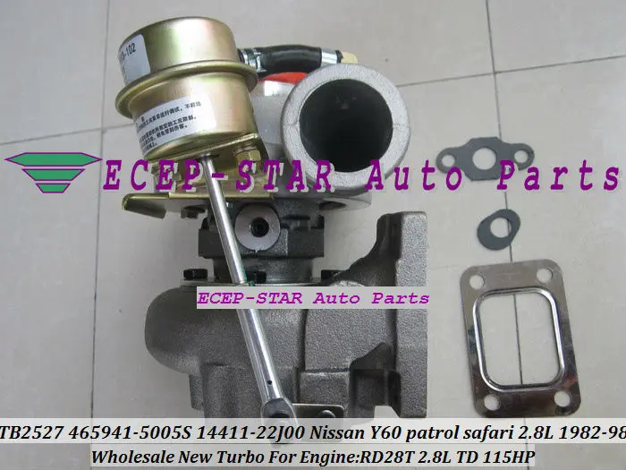 Турбокомпрессор TB2527 465941 5005S 452022 0001 14411 22J00 Для NISSAN Y60 Patrol saфари 82 RD28T 2.8L|turbocharger
