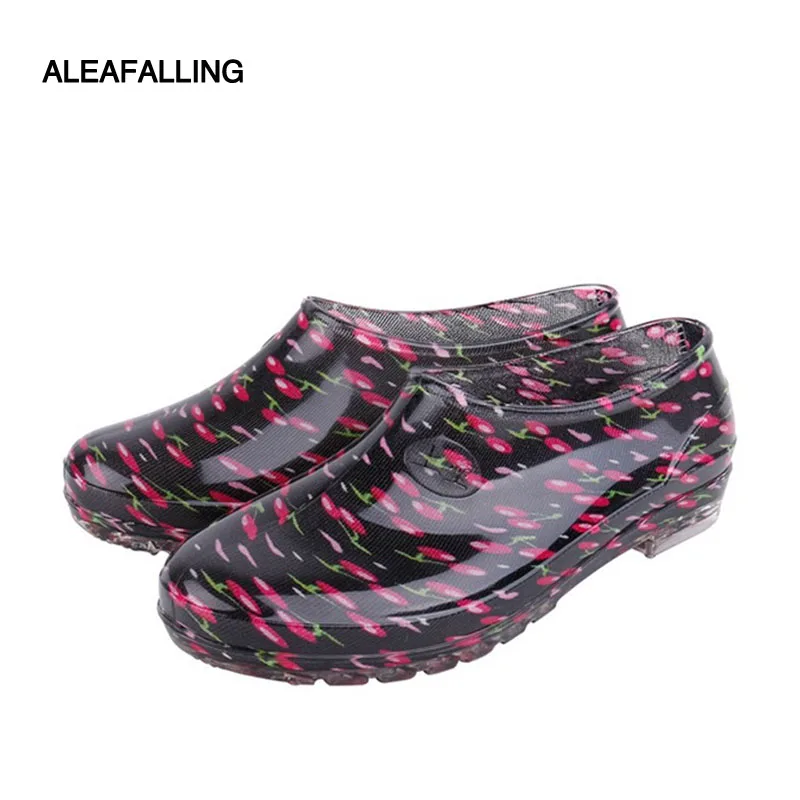 Aleafalling Kitchen Rain Boots British Women"s Platform PU Waterproof