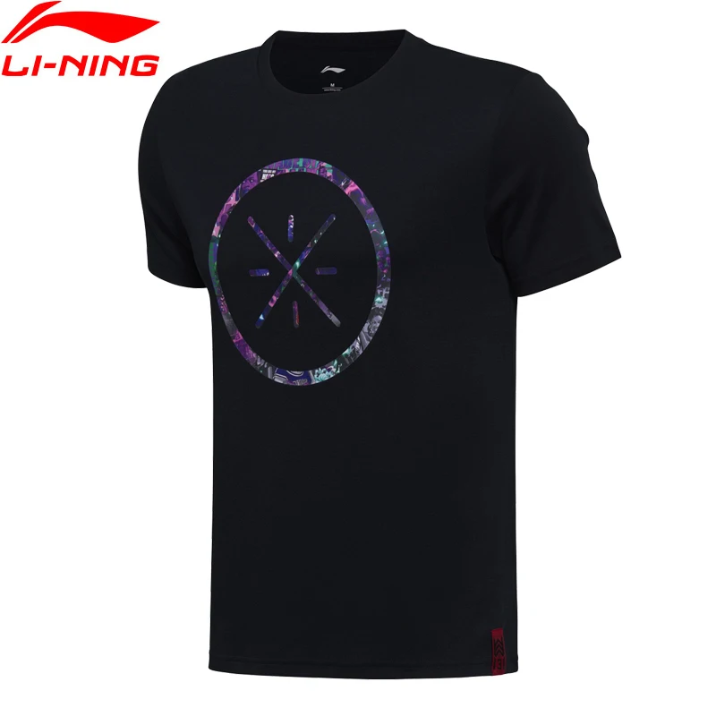 Li Ning Мужская баскетбольная майка с коротким рукавом 100% хлопок дышащая Удобная