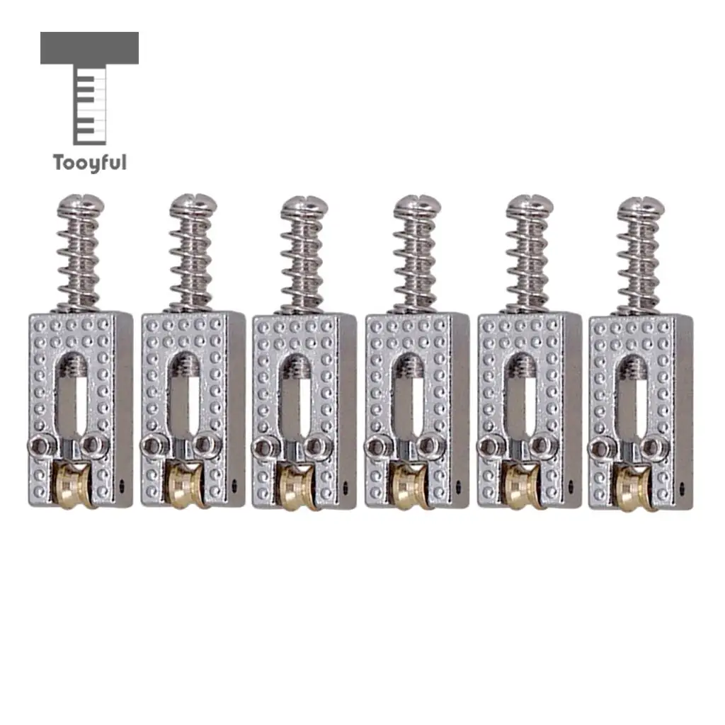 Tooyful 6 Pieces Zinc Alloy Guitar Roller String Bridge Saddles for Electric Guitar Replacement Parts