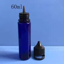 5 шт. 60 мл пластиковые ПЭТ синие бутылочки-капельницы для жидкости E сок сжимаемая бутылка с острым наконечником устойчивая к пильферу крышка Vape контейнеры для масла