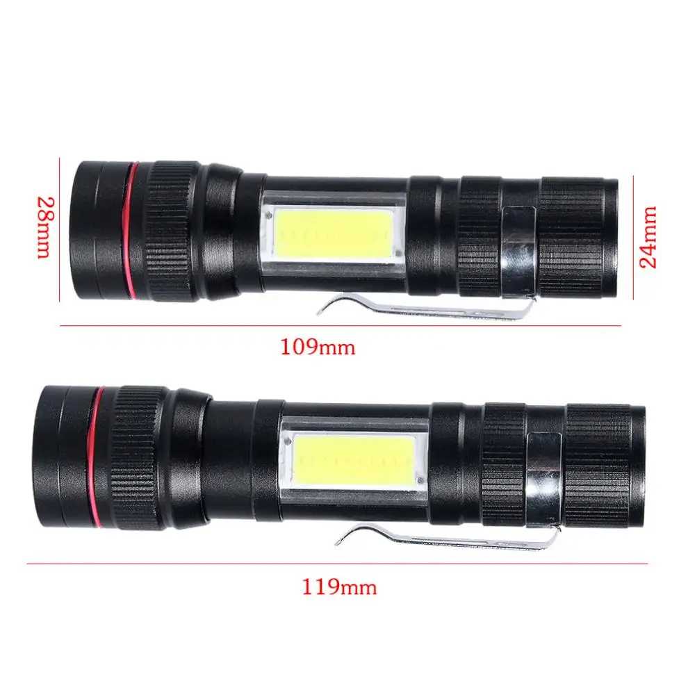 T140 Telescopic Focusing 500 Lumens T6+Double Faced COB Aluminum Alloy Glare LED Flashlight With USB Charge 3 Modes for Outdoor|Фонарики и