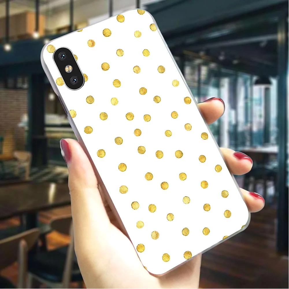 

Plastic Phone Case for iPhone 7 Polka Dots Cover for iPhone 8 Plus Covers XR 7 6 6S 5S 5 SE Xs Max