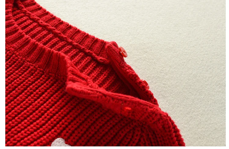 Детская Рождественская одежда; Осень-зима г.; толстый теплый свитер для маленьких девочек; Рождественский костюм; красные топы с длинными рукавами