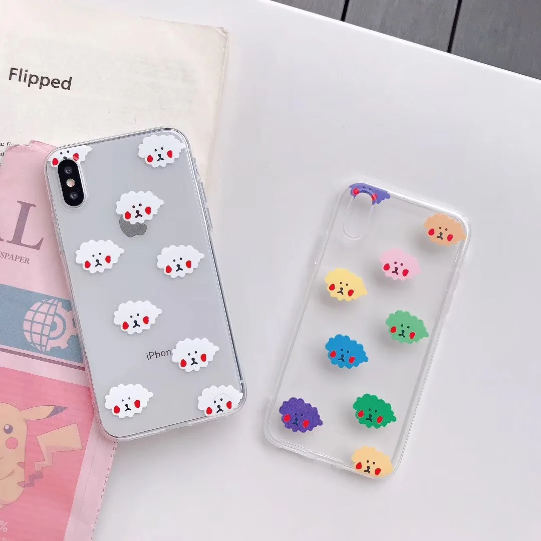 

INS Korea cute cartoon color cloud dog phone case For iphone Xs MAX XR X 6 6s 7 8 plus summer couple clear soft TPU back Cover
