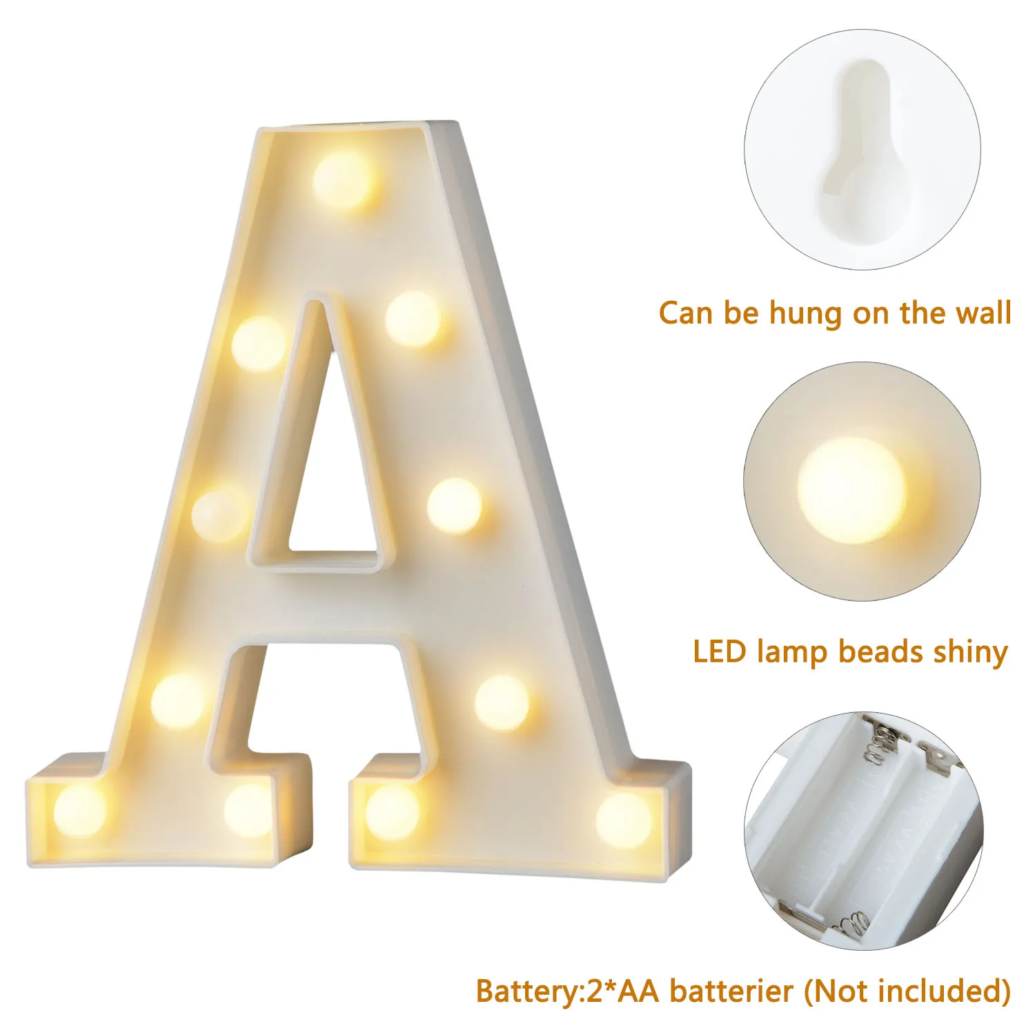 Letter Night Light Luminous LED 0-9 Number 26 English Alphabet Battery Lamp Brithday Wedding Party Christmas Decoration