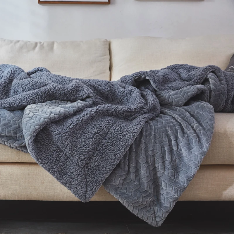 Новое поступление супер мягкое пушистое тисненое Флисовое одеяло из меха норки плотный теплый диван плед Осень Зима одеяла на кровать
