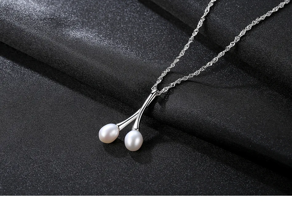 

S925 Sterling Silver Jewelry Fashion Natural Pearl Necklace Pearl Pendant Silver Item LBM24