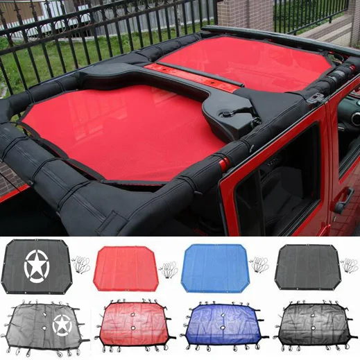 US Flag Mesh Sunshade Top Cover For Jeep Wrangler JK/JKU 4-Door 2007-2017 - View #12