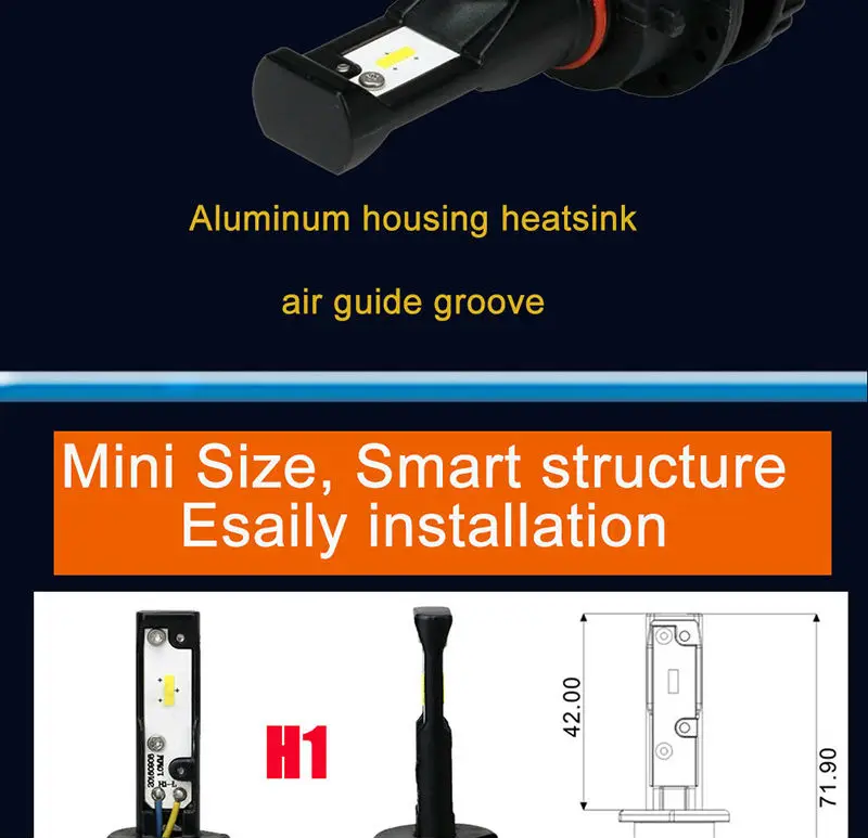 Super Bright DSS V7 H1 H4 9003 H7 H8 H9 H11 H16 9005 9003 HB3 HB2 Led Headlight Bulb Fog 6000K 12V 24v Automobile Headlamp Front Bulb Fanless upgrconversion kit upgrade kit light Source  (5)