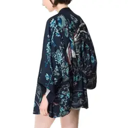 Для женщин летучие мыши рукав леди кардиган кимоно куртка шаль lichia Harajuku летние кимоно Для женщин Феникс печатных рукавом Свободные Топ