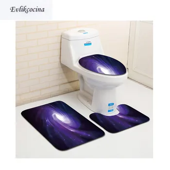 

Free Shipping 3pcs Milky Way Banyo Water Absorption Bath Mat Door Floor Tapete Banheiro Carpet For Toilet Non Slip Alfombra Bano