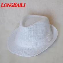 56 см, детская белая соломенная шляпа Федора для детей, летние джазовые шляпы для мальчиков, топ для малышей, шляпа, 10 шт./партия,, GPXS014