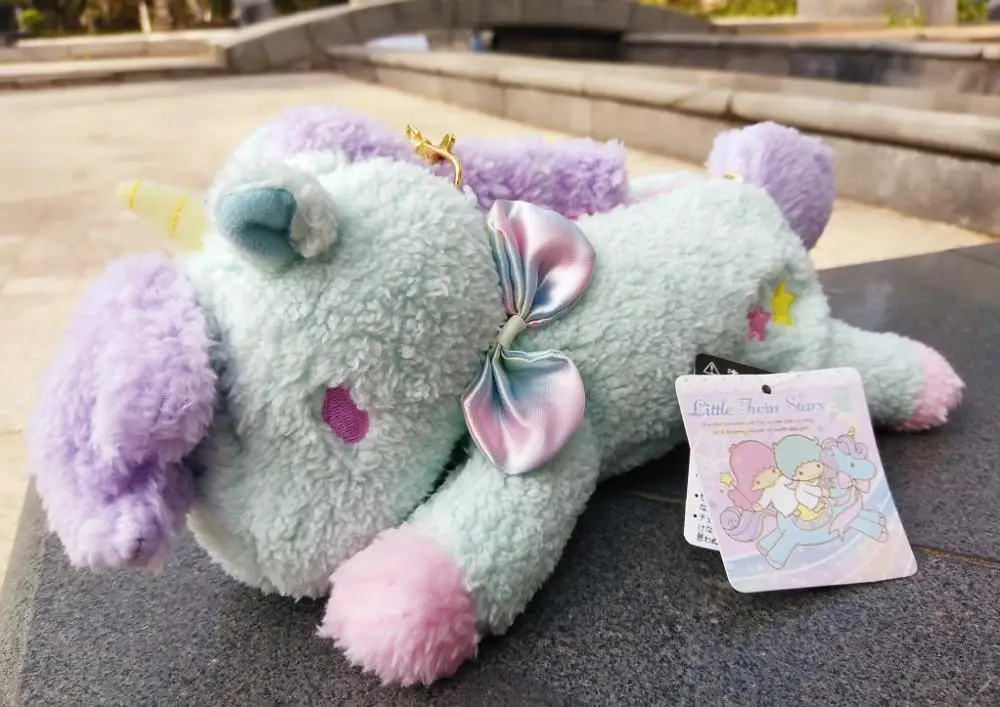1" Sanrio Маленькие близнецы звезды Розовый Единорог сумка Шарм животных кукла плюшевые игрушки NWT дать детям подарки на день рождения портмоне - Цвет: Озерный синий