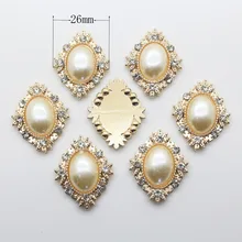Fashion Hot 10Pcs 26*32mm Pearl diamonds Alloy Diy jewelry Accessories Flat Back Imitation pearls Base Settings Wholesale