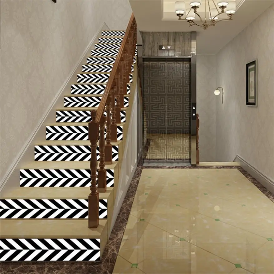 Tile sticker PVC 6Pcs Staircase Stair Riser Floor Sticker DIY Wall