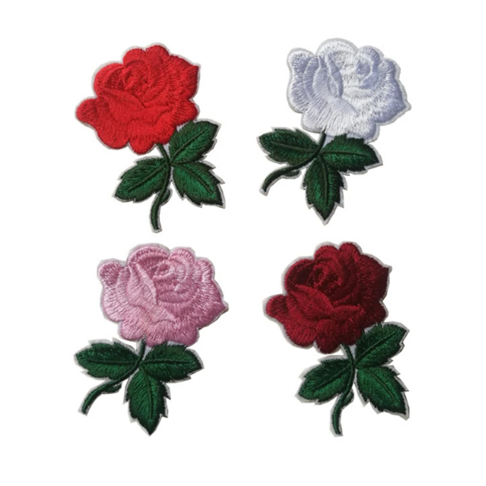 

2017 Cute Colorful Rose Applique Flowers Patch Embroidered Sew on Clothes Bags Handmade DIY Craft Ornament Fabric Sticker