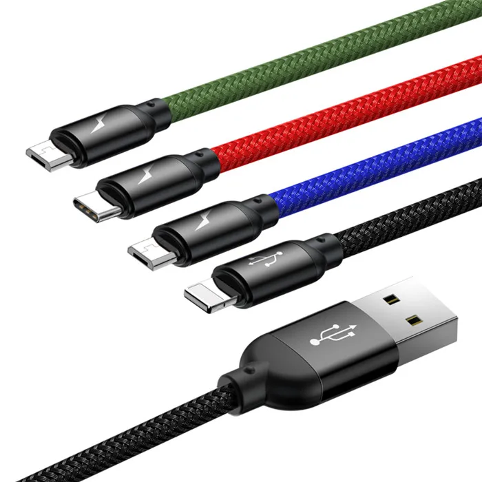 Usb-кабель Baseus 4 в 1 для iPhone X, 8, 7, 6 Plus, кабель для быстрой зарядки, кабель Micro USB type-C для samsung Galaxy S9, S8, One Plus, 6, 5t - Цвет: 2 micro