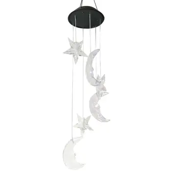 

BESTOYARD Moon Star Wind Chimes LED Solar Mobile Wind Chime Color Changing Automatic Light Sensor Wind Spinner Lamp for Garden