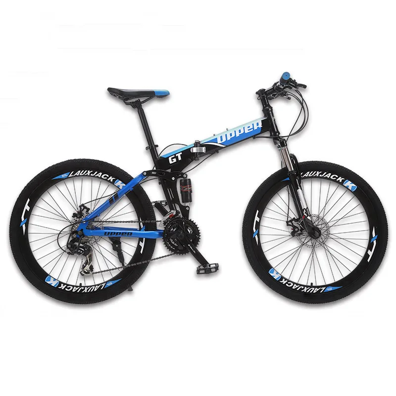 Excellent GT-UPPER Mountain Bike Full Suspension Steel Foldable Frame 24 Speed Shimano Mechanic Brake Wheel Whith Spokes 2