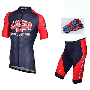 Команда USA дизайн ropa ciclismo Велосипеды Джерси Биб шорты cullot велосипедный спорт одежда спортивная рубашка на открытом воздухе велосипедная одежда 9D гелевая накладка - Цвет: jersey and short