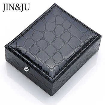 

JIN&JU Black Cufflinks Box 1 PC High Quality Imitation alligator skin Cuff Box Jewelry Carrying Case(excluding cufflinks)