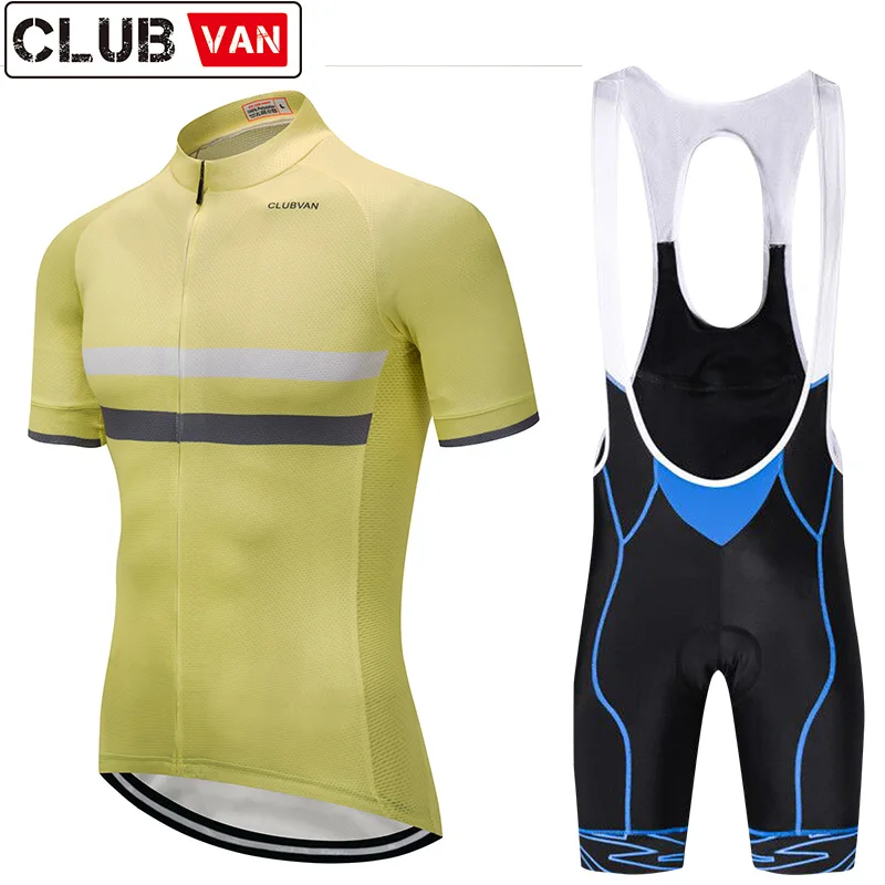 ROAD 2018  Men cycling jersey set clubvan bike gel pad bib shorts cycling clothing mtb