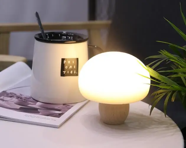 

Wooden Mushroom LED Night Light Magnetic Silicone Clap On Off Light Sensor Atmosphere Lamp for Christmas Gift Free Shipping