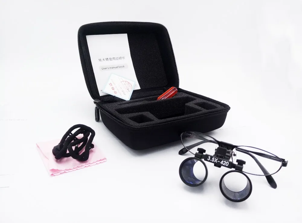 

3.5X magnification 420mm working distance black loupes amplification for dental cure loupe medical surgical therapy magnifier