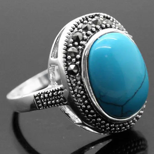 Hot sale new Style &gt&gt&gt&gtDelicate 17 mm * 21 925 sterling silver 7/8/9/10 blue ring size | Украшения и аксессуары