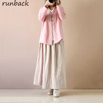 

2020 Spring Women New Oblique Chinese National Style Cotton Linen Cardigan Flax Long Sleeve Solid V-neck Blouses Shirts Hot Sale